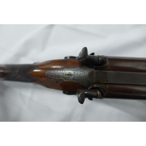 458 - Antique sporting rifle, lock named John Dickson & Son, barrel inscribed 63 Princes Street, Edin, num... 