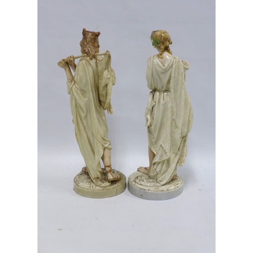 470 - 19th century Worcester figure together with another, both a/f with repairs and restorations, 44cm (2... 