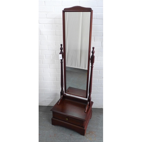 271 - Modern cheval mirror with a base drawer, 165cm