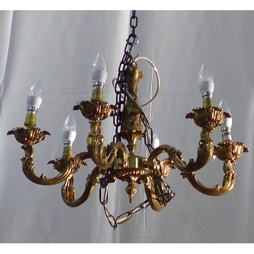 288 - Six branch brass light fitting.