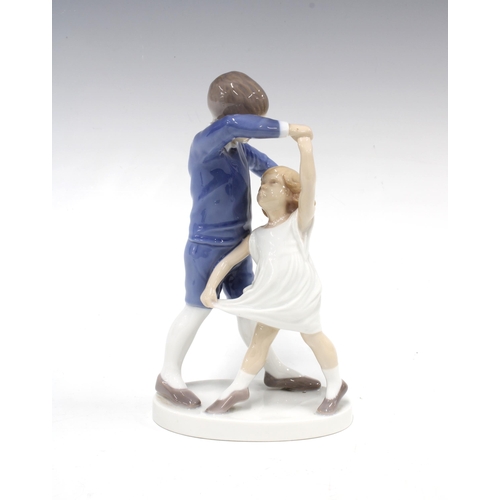 110 - Danish Bing & Grondahl figure of two children dancing, printed factory marks and model number 1845, ... 