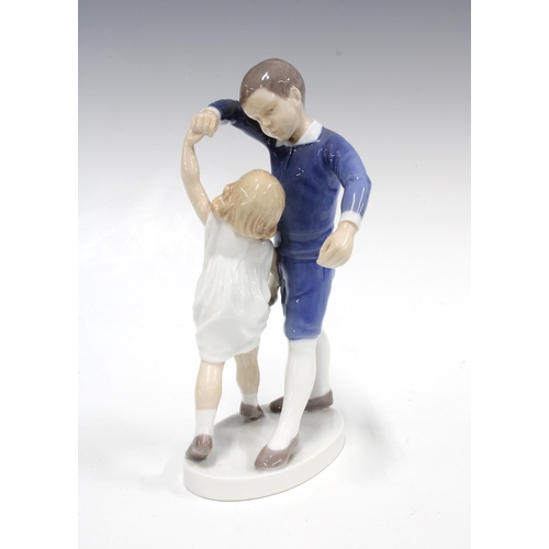 110 - Danish Bing & Grondahl figure of two children dancing, printed factory marks and model number 1845, ... 