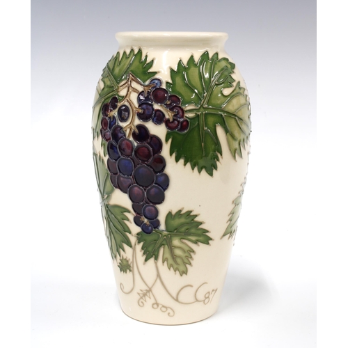 115 - Moorcroft Collectors Club grapevine vase, designed by Sally Tuffin, 1987 18cm