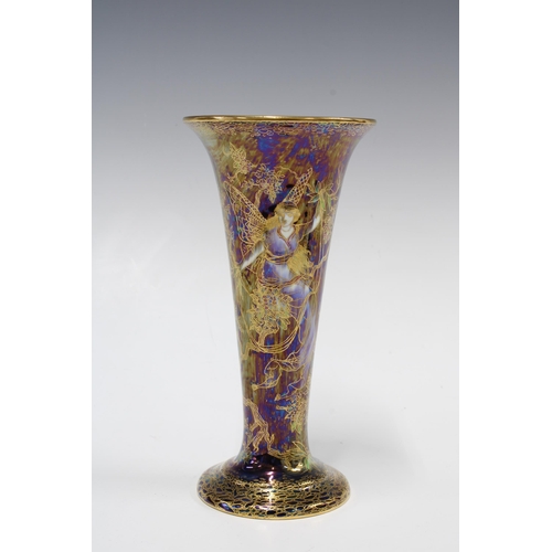 116 - DAISY MAKEIG-JONES FOR WEDGWOOD; a 'Fairyland' lustre trumpet vase decorated in the 'Butterfly Woman... 