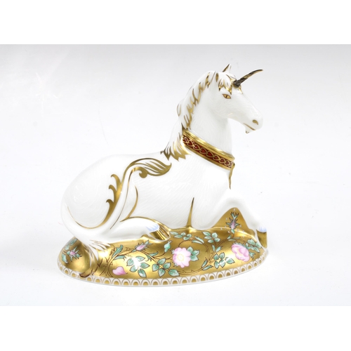 118 - Royal Crown Derby paperweight, Mythical Unicorn, the second in a pair of Mythical Beasts exclusive t... 