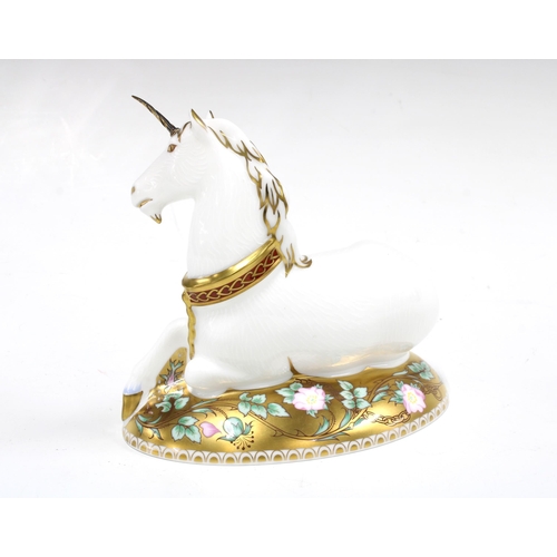 118 - Royal Crown Derby paperweight, Mythical Unicorn, the second in a pair of Mythical Beasts exclusive t... 