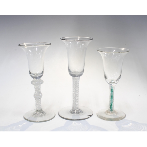 119 - Three Georgian wine glasses with spiral twist stems, tallest 16.5cm, some chipping (3)