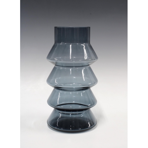 143 - Mid century style grey art glass vase, in the manner of Whitefriars, 30cm