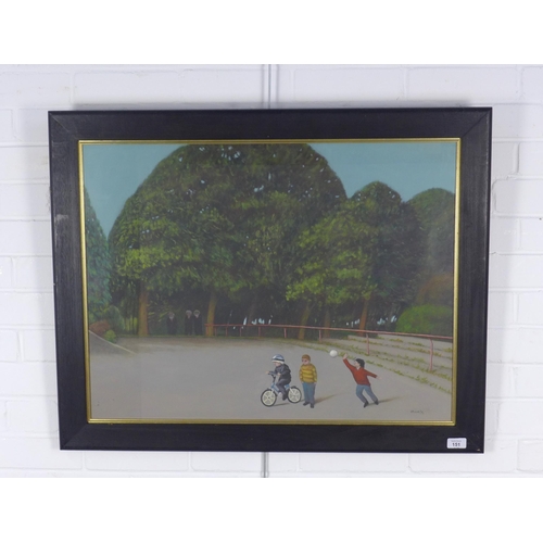 151 - JAMES TWEEDIE RGI (SCOTTISH b. 1951), FRIENDS, oil, signed and dated '94, framed under glass, Compas... 