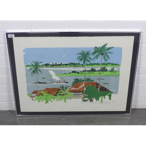 156 - PAUL HOGARTH RA (1917-2001), CONGO RIVER, lithograph, signed and numbered 20/195, framed under glass... 