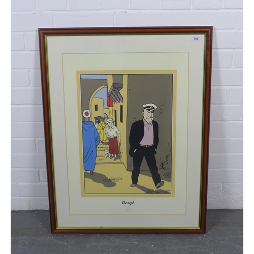 157 - Herge Tintin poster,, framed under glass, 65 x 85cm including frame