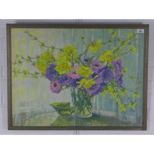 184 - AFTER GUSTEIGER, a coloured print of Anemones, framed under glass, size overall 76 x 58cm