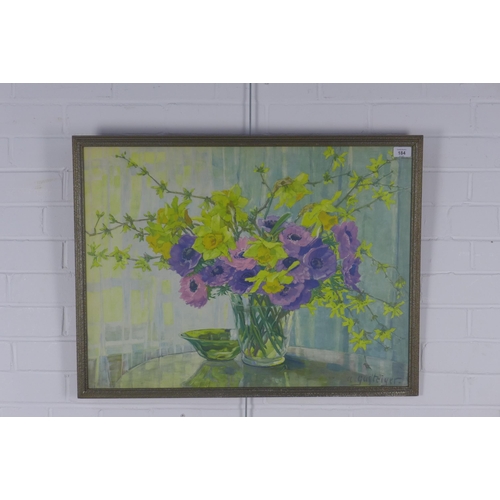 184 - AFTER GUSTEIGER, a coloured print of Anemones, framed under glass, size overall 76 x 58cm