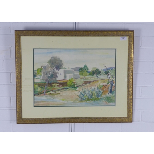 188 - CYRIL WILSON (1911 - 2001), watercolour of an Ibiza farmhouse, signed and framed under glass,