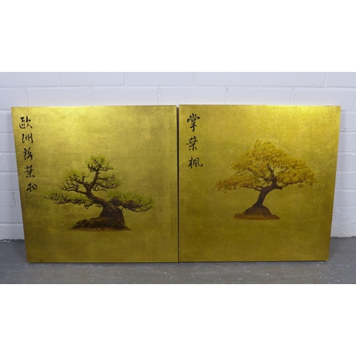 ROBERT PEREIRA HIND, two chromogenic ink and gold leaf shellac panels to include Acer Palmatum and Larix Decidua, Arboretum Series both dated 2012, 55cm square