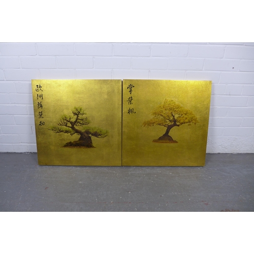 196 - ROBERT PEREIRA HIND, two chromogenic ink and gold leaf shellac panels to include Acer Palmatum and L... 