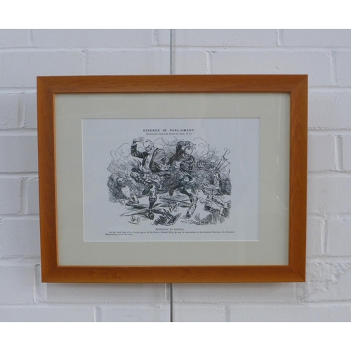 200E - F.H TOWNSEND punch cartoon print 'Essence of Parliament, Hogmanay in London' framed under glass, 29 ... 