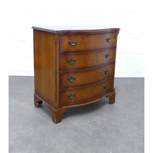 203 - Burr walnut serpentine chest of drawers, 76 x 84 x 51cm.