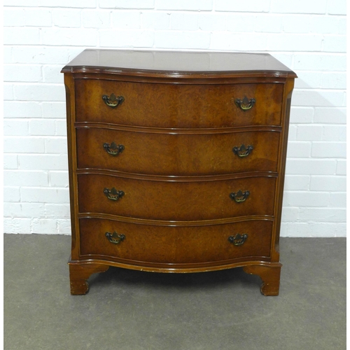 203 - Burr walnut serpentine chest of drawers, 76 x 84 x 51cm.