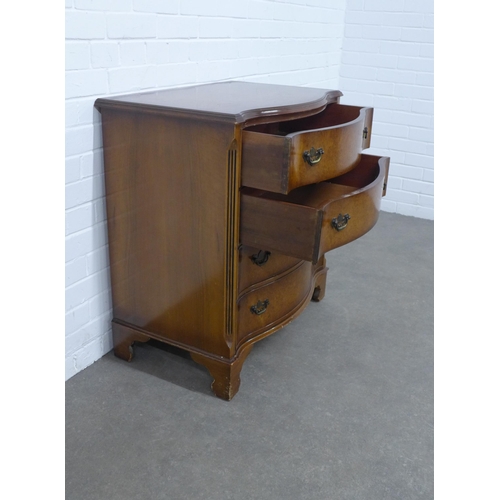 203 - Burr walnut serpentine chest of drawers, 76 x 84 x 51cm.