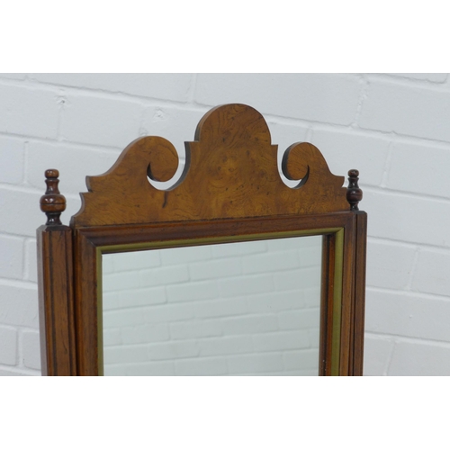 206 - Walnut dressing table mirror with serpentine base, 50 x 71 x 21cm.