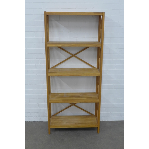 207 - Modern light oak open bookcase, 70 x 171  x 30cm.