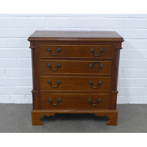 209 - Mahogany bedside chest, with graduating drawers, bracket feet,  58 x 61 x 29cm.