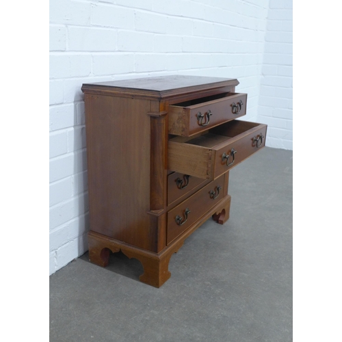 209 - Mahogany bedside chest, with graduating drawers, bracket feet,  58 x 61 x 29cm.