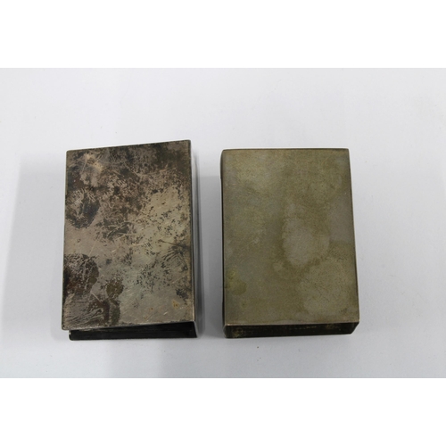 21 - Two white metal match box covers (2)