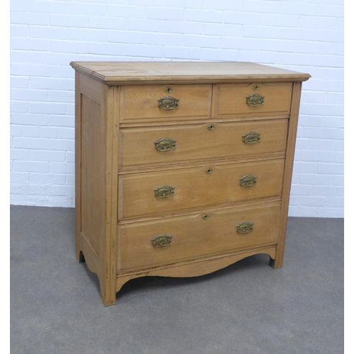 213 - Early 20th century stripped pine chest of drawers,  102 x 102 x 52cm.