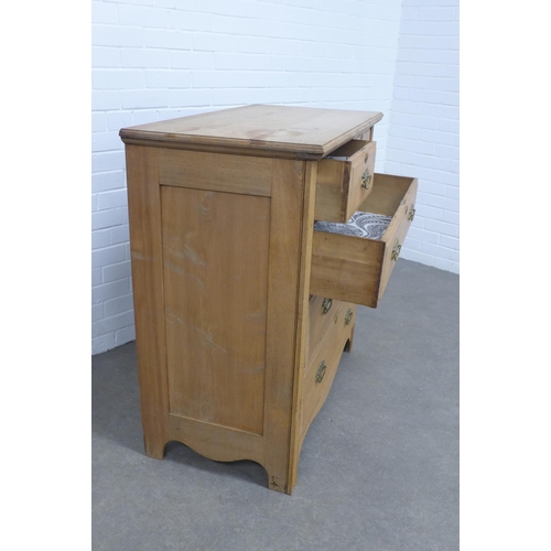 213 - Early 20th century stripped pine chest of drawers,  102 x 102 x 52cm.