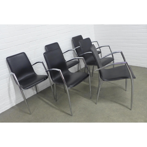 215 - Set of six Danish Actona chrome and faux leather chairs, 49 x 85 x 46cm.