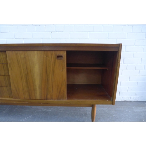 216 - Mid century Butilux sideboard with two sliding doors and four drawers, 168 x 76 x 43cm