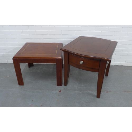 218 - Two hardwood  lamp / side tables, one with a frieze drawer 61 x 62 x 74cm, the other 66 x 49 x 58cm ... 