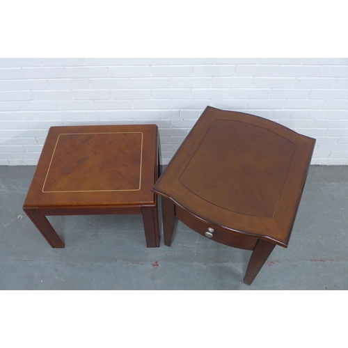 218 - Two hardwood  lamp / side tables, one with a frieze drawer 61 x 62 x 74cm, the other 66 x 49 x 58cm ... 