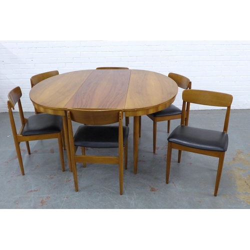 223 - Mid century dining table 141 x 77 x 137cm, with six chairs (7)