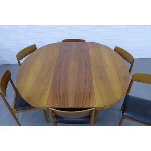 223 - Mid century dining table 141 x 77 x 137cm, with six chairs (7)