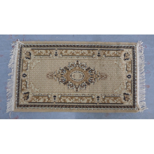 235 - Eastern silk wool prayer mat and two small rugs,  (3)