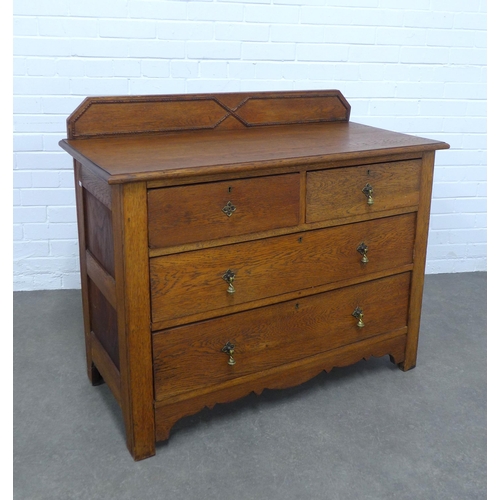 236 - Early 20th century oak ledgeback chest of drawers, 107 x 90 x 50cm.