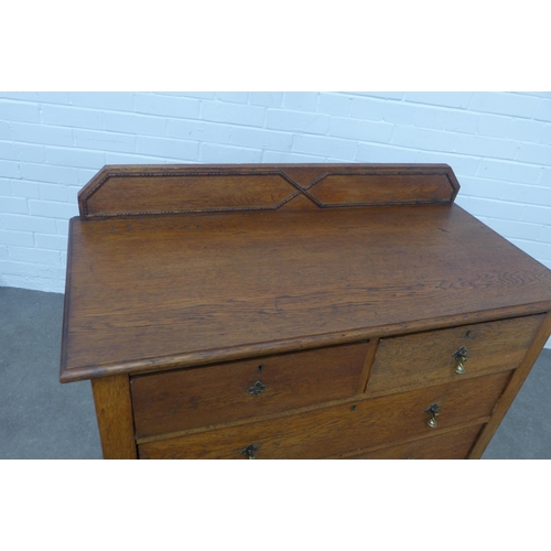 236 - Early 20th century oak ledgeback chest of drawers, 107 x 90 x 50cm.