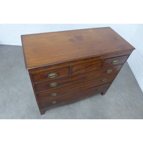 237 - Georgian mahogany chest with three short and three graduating long drawers, 117 x 104 x 72cm.