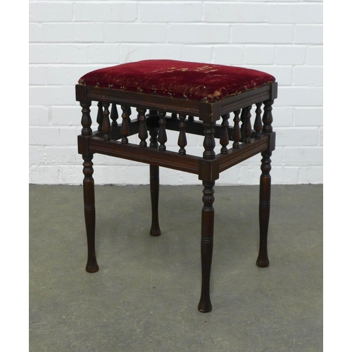 238 - Victorian piano stool together with a footstool, 41 x 54 x 33cm. (2)