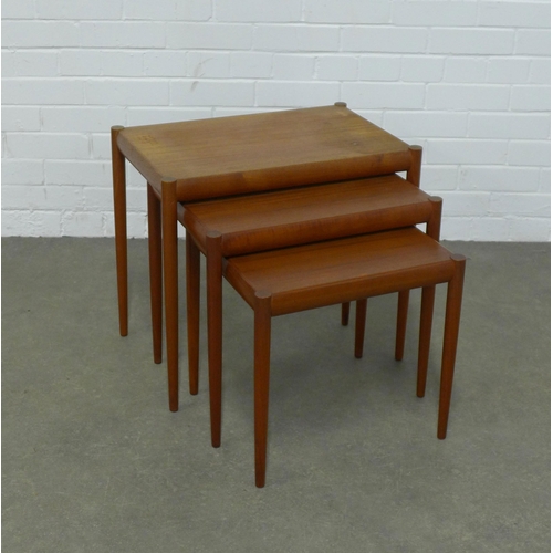 244 - Danish teak nest of three tables, 56 x 51 x 37cm. (3)