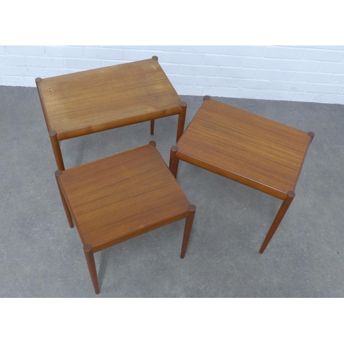 244 - Danish teak nest of three tables, 56 x 51 x 37cm. (3)