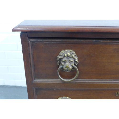 246 - 19th century mahogany cellarette in the form of a chest, lift up top, brass lion mask ring handles, ... 