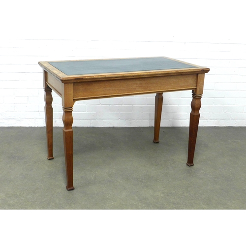 260 - Late 19th century writing table with green leather insert top and inlaid border, 107 x 76 x 60cm.