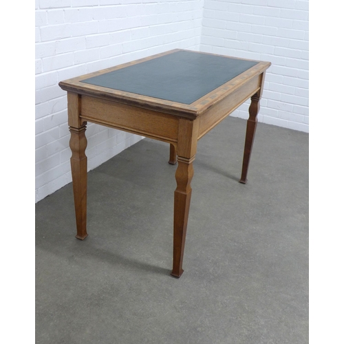 260 - Late 19th century writing table with green leather insert top and inlaid border, 107 x 76 x 60cm.