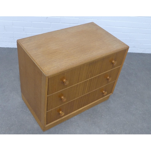 264 - Vintage teak three drawer chest, 77 x 67 x 46cm.