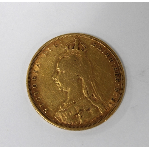 27 - Queen Victoria 1892 full gold sovereign coin, Jubilee head