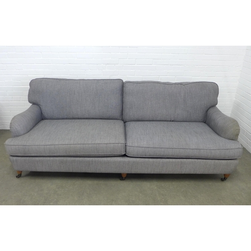 273 - Contemporary sofa with grey upholstery and beechwood legs, 123 x 72 x 98cm.